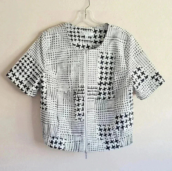 CAbi Coupe Bomber Jacket Ivory & Black Size M Style # 931 - Picture 3 of 15